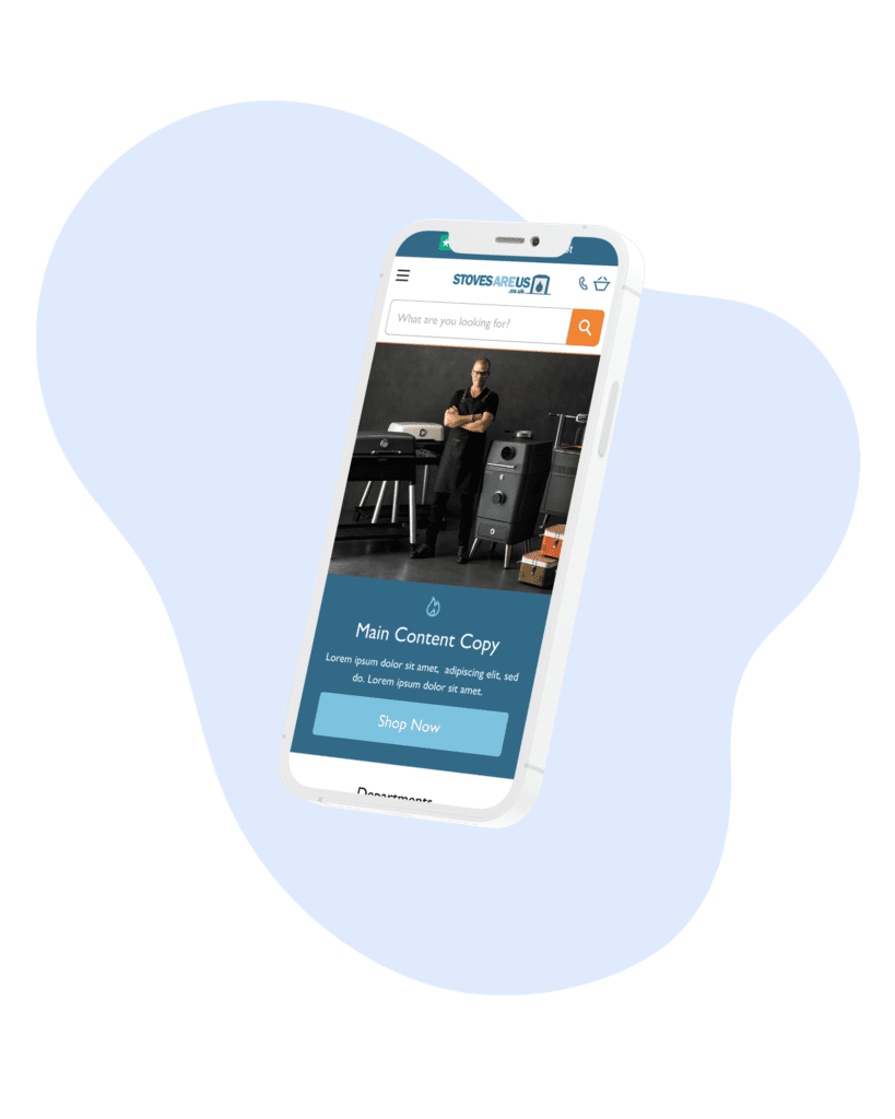 StovesAreUs website on mobile